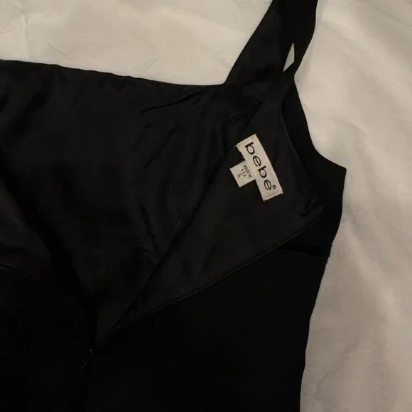 Vintage Bebe Mini Dress - Black Velvet Bow - Size 6 - Picture 2 of 2